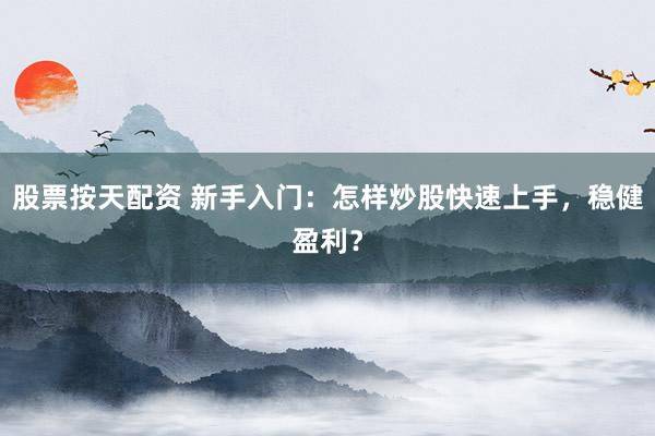 股票按天配资 新手入门：怎样炒股快速上手，稳健盈利？