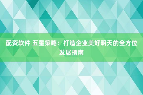 配资软件 五星策略：打造企业美好明天的全方位发展指南