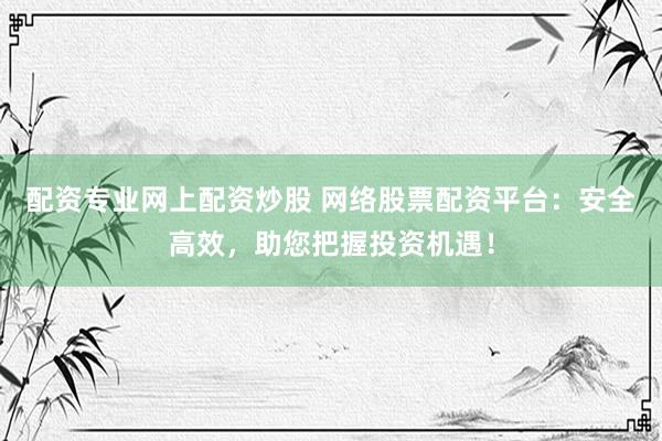 配资专业网上配资炒股 网络股票配资平台：安全高效，助您把握投资机遇！