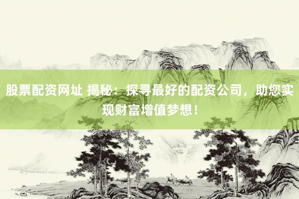 股票配资网址 揭秘：探寻最好的配资公司，助您实现财富增值梦想！