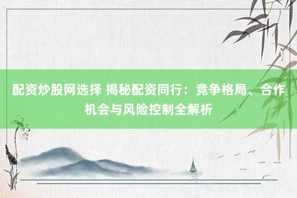 配资炒股网选择 揭秘配资同行：竞争格局、合作机会与风险控制全解析
