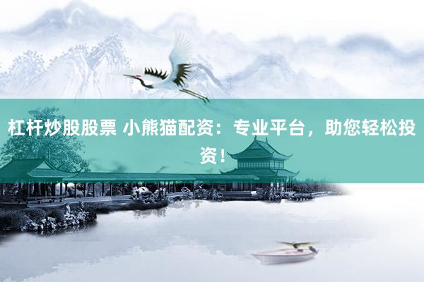 杠杆炒股股票 小熊猫配资：专业平台，助您轻松投资！