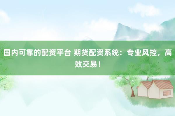 国内可靠的配资平台 期货配资系统：专业风控，高效交易！