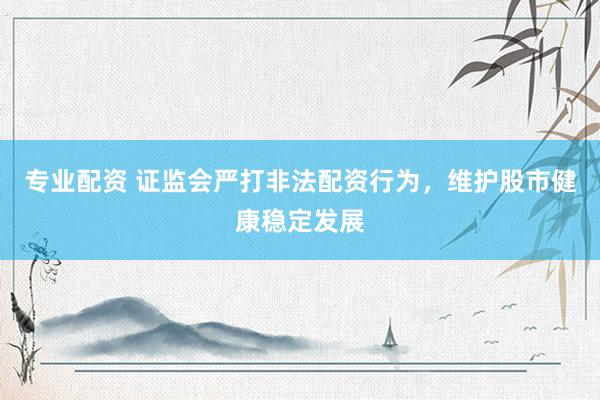 专业配资 证监会严打非法配资行为，维护股市健康稳定发展