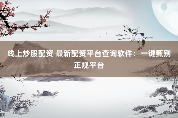 线上炒股配资 最新配资平台查询软件：一键甄别正规平台