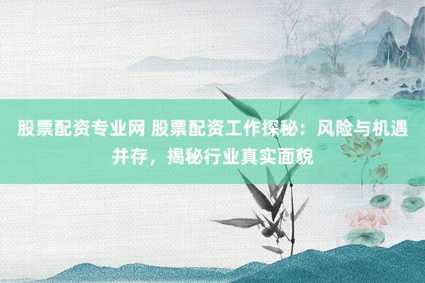 股票配资专业网 股票配资工作探秘:风险与机遇并存,揭秘行业真实面貌