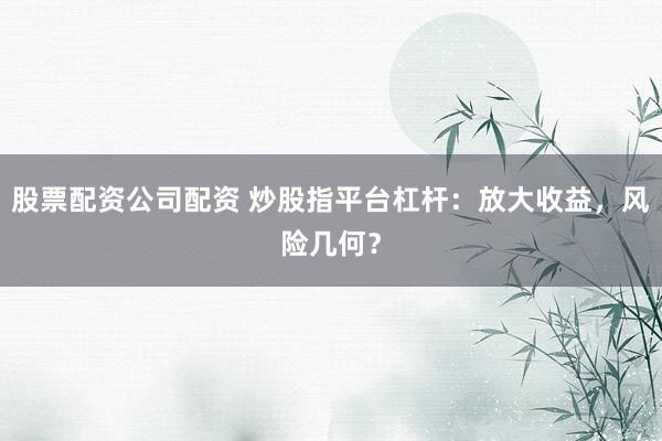 股票配资公司配资 炒股指平台杠杆:放大收益,风险几何?
