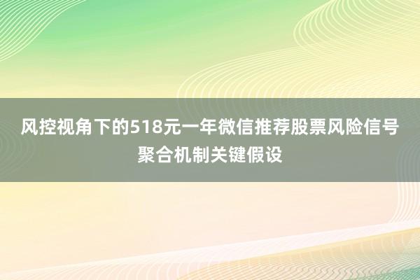 风控视角下的518元一年微信推荐股票风险信号聚合机制关键假设
