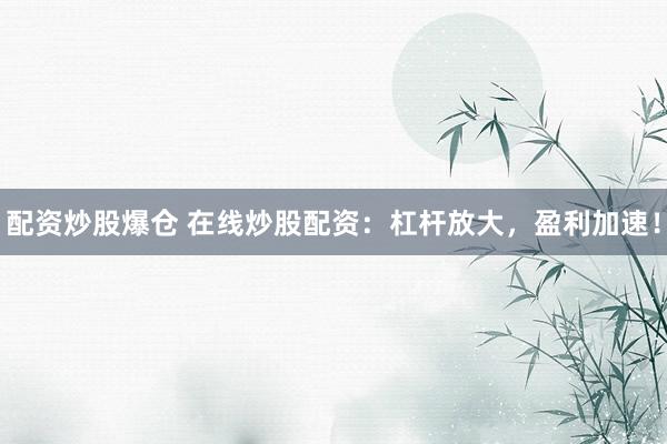 配资炒股爆仓 在线炒股配资：杠杆放大，盈利加速！
