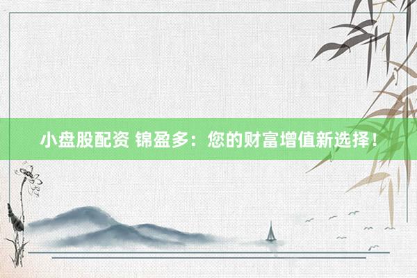 小盘股配资 锦盈多:您的财富增值新选择!