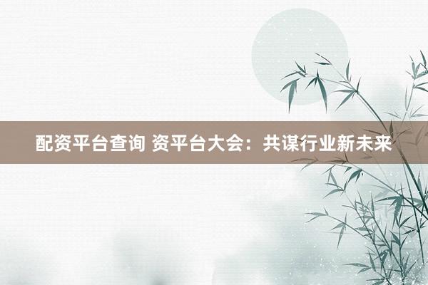 配资平台查询 资平台大会：共谋行业新未来