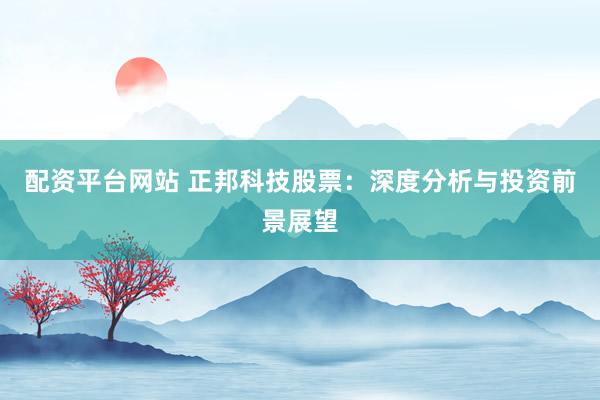 配资平台网站 正邦科技股票：深度分析与投资前景展望