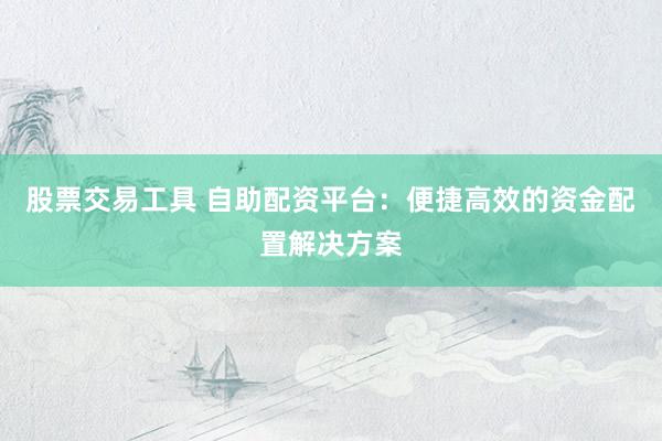 股票交易工具 自助配资平台：便捷高效的资金配置解决方案